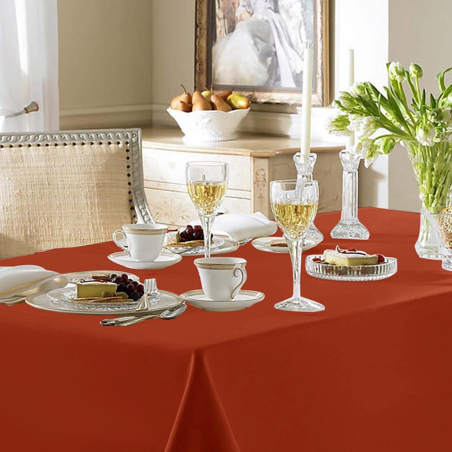 Fitable Rust Tablecloths for Rectangle Tables, 6 Pack - 70 x 120 Inches - Reusable and Washable Fall Table Clothes for 6-8 Ft Tables, Polyester Fabric Table Covers for Wedding, Party, Banquet
