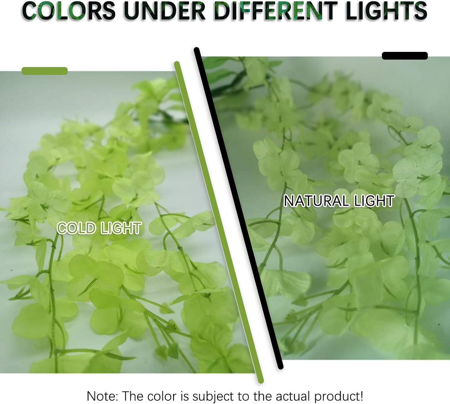 24 Pack Green Wisteria Hanging Flowers Garland, 3.77 Feet Artificial Flower Vines, Fake Wisteria, Artificial Vines Hanging Garland for Backdrop Outdoor Yard Garden Decor