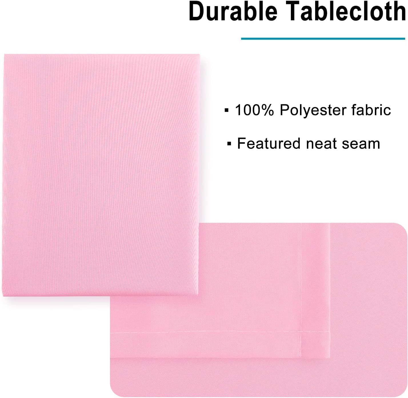Hiasan Pink Tablecloth Square - Washable Waterproof Fabric Table Cloth for Card Tables, Party and Dining, 54 x 54 Inch