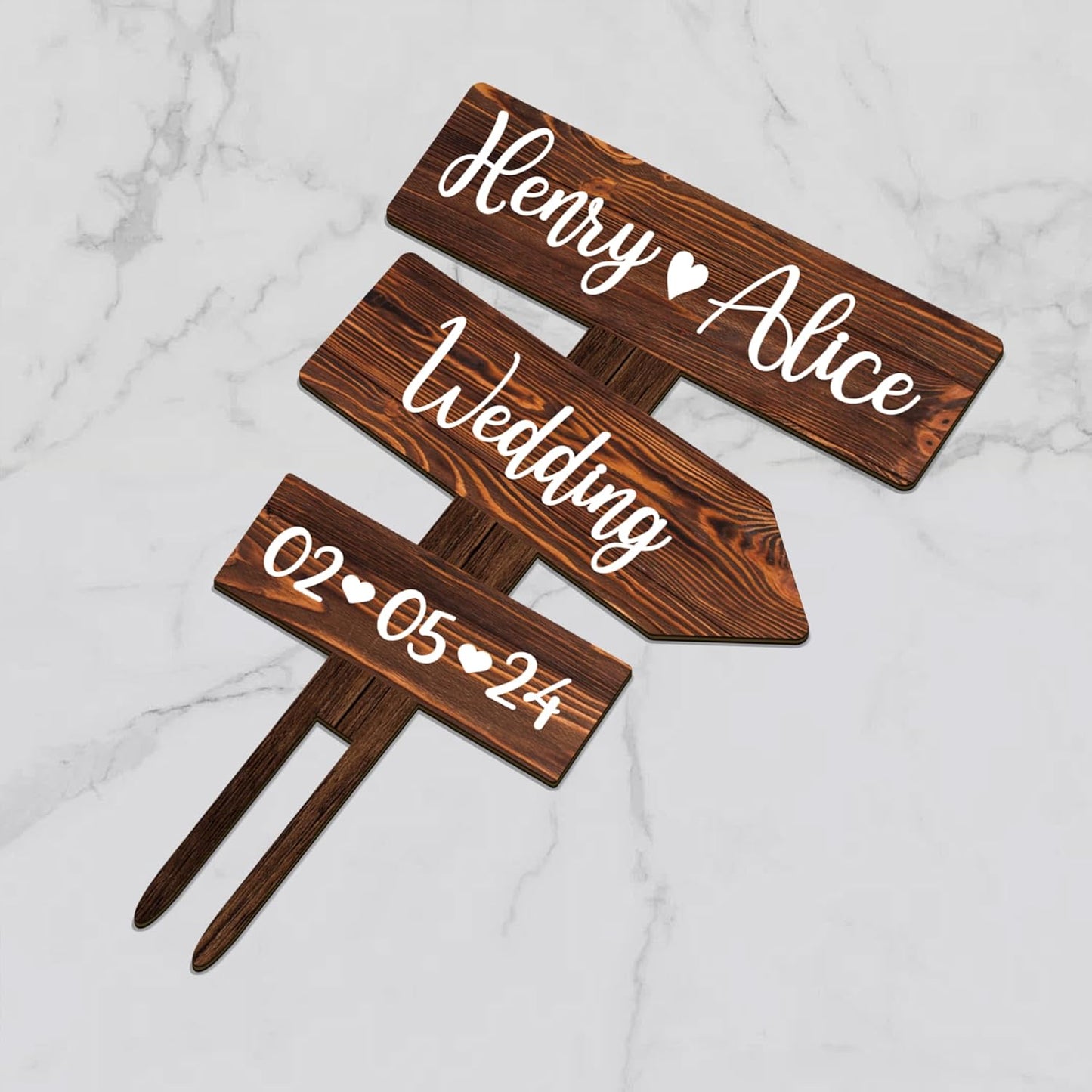 Personalized Rustic Wedding Cake Topper in Wood Custom Wedding Cake Topper with Names & Date