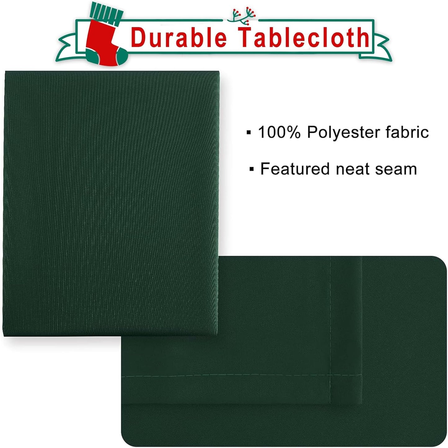 Hiasan Rectangle Tablecloth - Waterproof and Spillproof Washable Fabric Table Cloth for Dining Room Kitchen and Outdoor Use, 60 x 84 Inch, Hunter Green
