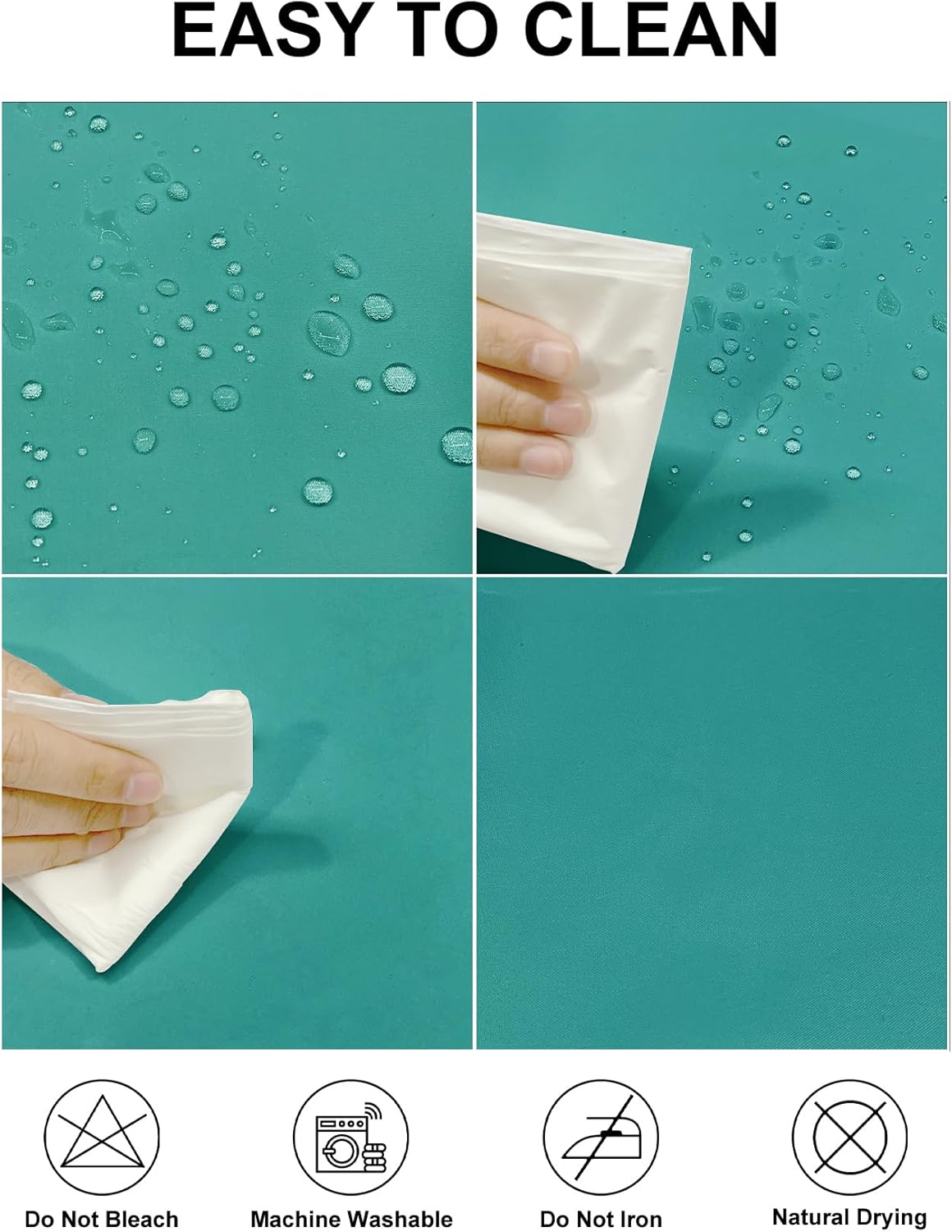 Fokitut 2 Pack Waterproof Round Tablecloth, 70 Inch, Stain Resistant and Wrinkle Polyester Table Cloth, Fabric Table Cover for Kitchen Dining, Wedding, Party, Holiday Dinner-Turquoise