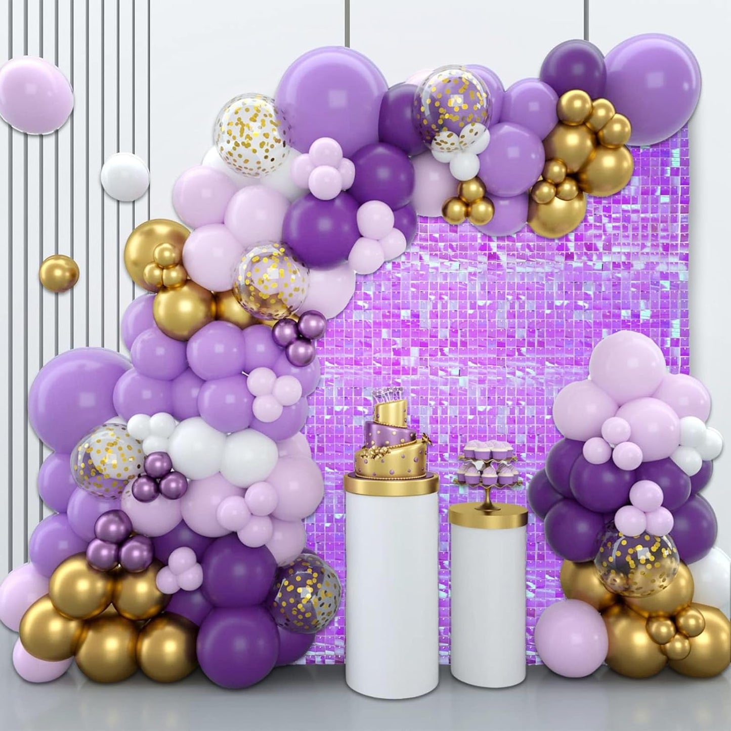 12PCS Colorful Purple Shimmer Wall Backdrop, Square Sequin Photo Backdrops Panel, Glitter Wall Background for Birthdays, Weddings, Christmas, Engagements, Disco Bachelorette Party Decor (3FTx4FT)