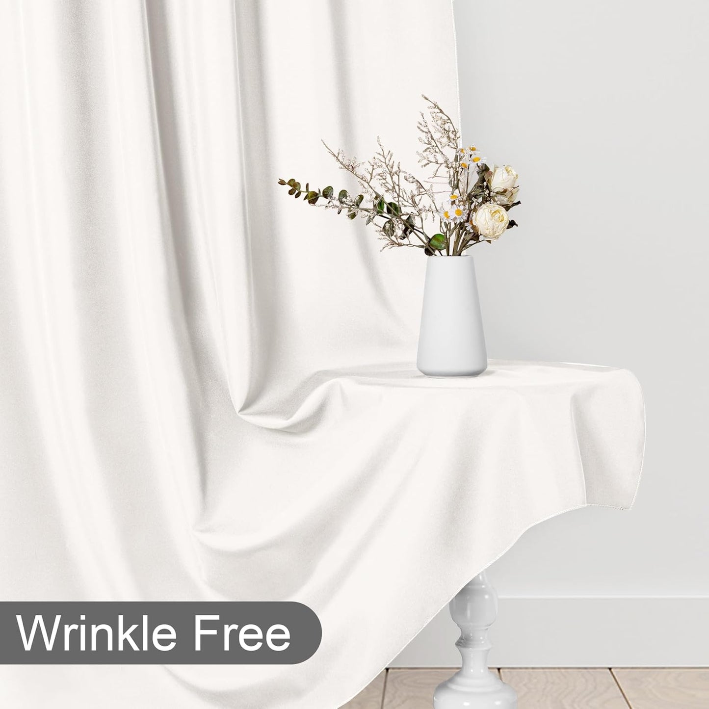 DWCN 10x10 FT Ivory Backdrop Curtains for Parties, Photography Backdrop Drapes with Rod Pockets for Wedding Decorations Stage Birthday Family Gatherings, 2 Panels 5ft x 10ft