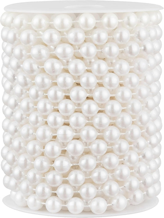 33 Feet Faux Pearl Beads Garland 10mm Craft String Pearls for Wedding Centerpiece Christmas Tree and Flowers Decoration DIY(White)