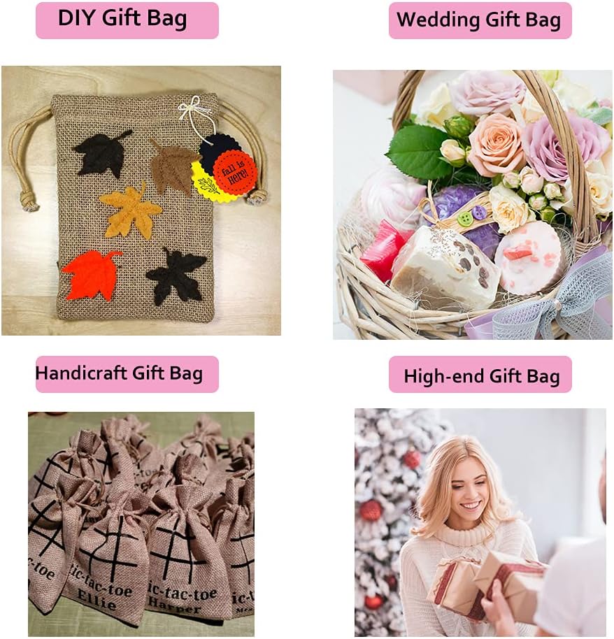 LYSXP 50PCS Burlap Bags with Drawstring，4x6 Inch Drawstring Gift Bag Jewelry Pouches for Wedding Party Favors, DIY Craft Christmas Presents