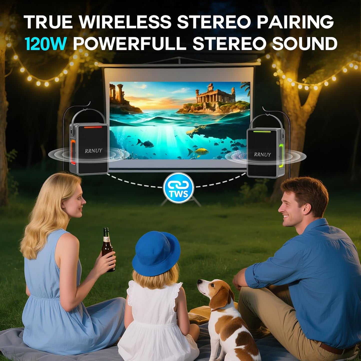 Portable Bluetooth Speaker 60W IPX6 Waterproof Wireless Speakers with Deep Bass, TWS Pairing, DSP Stereo Sound, Led Light, Big Powerful Loud Outdoor Boombox for Home Party Camping Beach