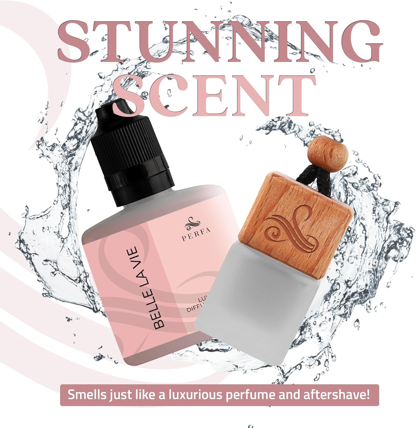 Belle La Vie Car Air Fresheners Gift Set | Luxury Perfume-Inspired Car Air Freshener for Women | Strong and Sophisticated Car Scents for Women | Refillable Essential Oil Infused Car Cologne by Perfa