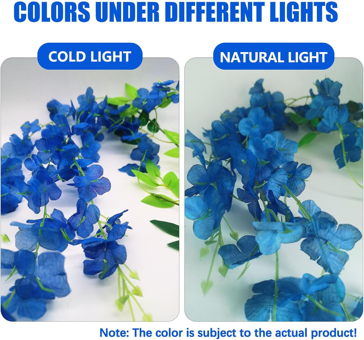 36 Pack Royal Blue Wisteria Hanging Flowers, 3.44 Ft Fake Hanging Flowers, Artificial Wisteria Garland Vines for Wedding Room Backdrop Outdoor Patio Garden Decoration