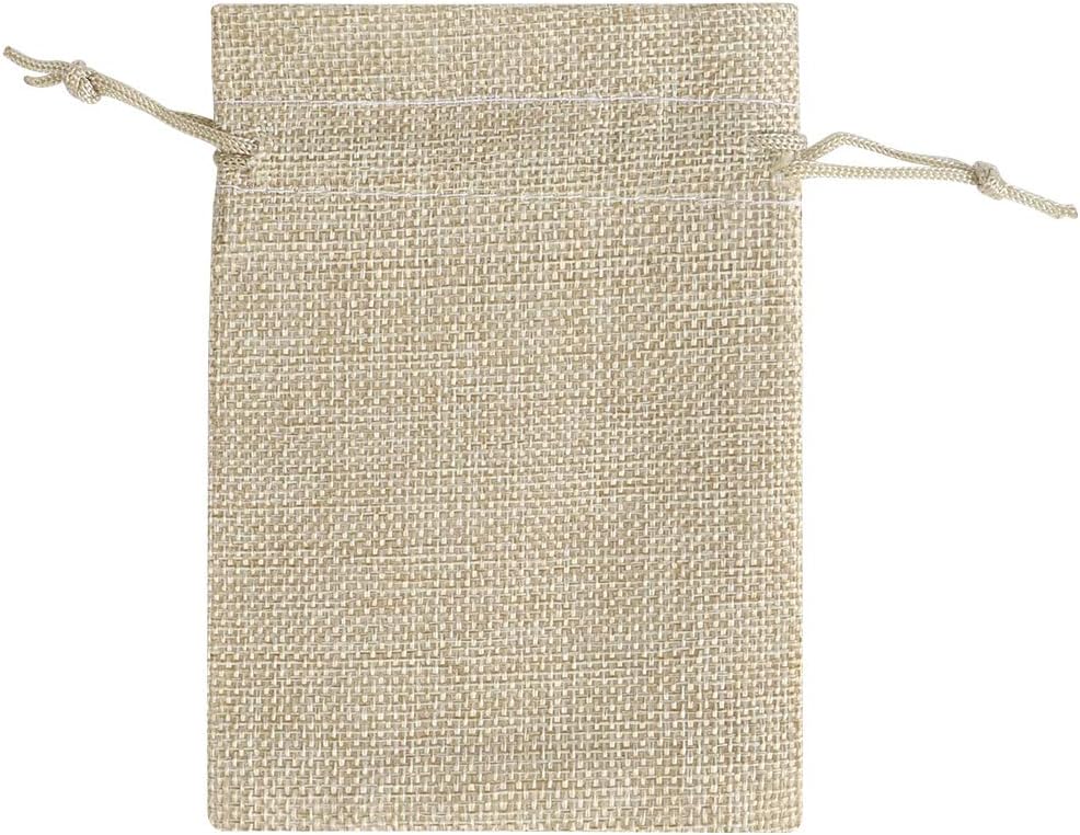 Lucky Monet 25/50/100PCS Burlap Gift Bags Wedding Hessian Jute Bags Linen Jewelry Pouches with Drawstring for Birthday, Party, Wedding Favors, Present, Art and DIY Craft (25Pcs, Cream, 4” x 6”)