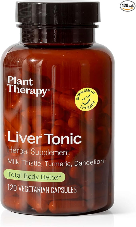 Plant Therapy Liver Tonic Herbal Supplement Capsules, Supports Liver Function, Detoxifying for Optimal Health, Naturally Boosts Energy Levels, 120 Vegetarian Capsules (4 month supply), Made in the USA