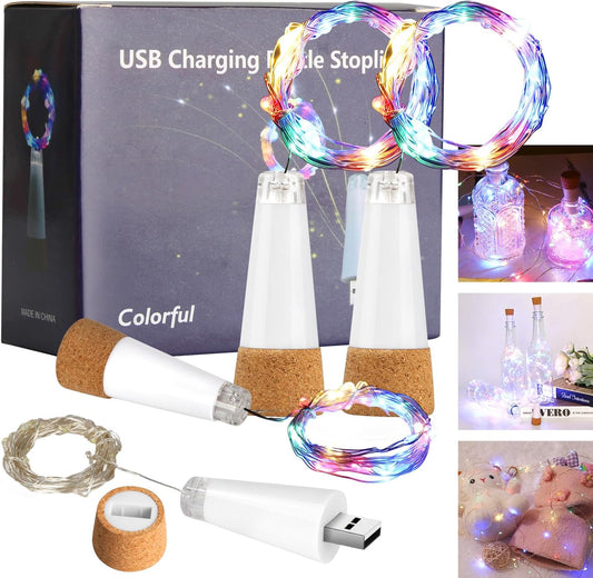 Wine Bottle Lights with Cork Switch for Liquor Bottles 4 Pack Rechargeable Battery Operated 20 Led Bottle Stopper Multi String Fairy Lights Indoor Christmas Wedding Halloween Decorations