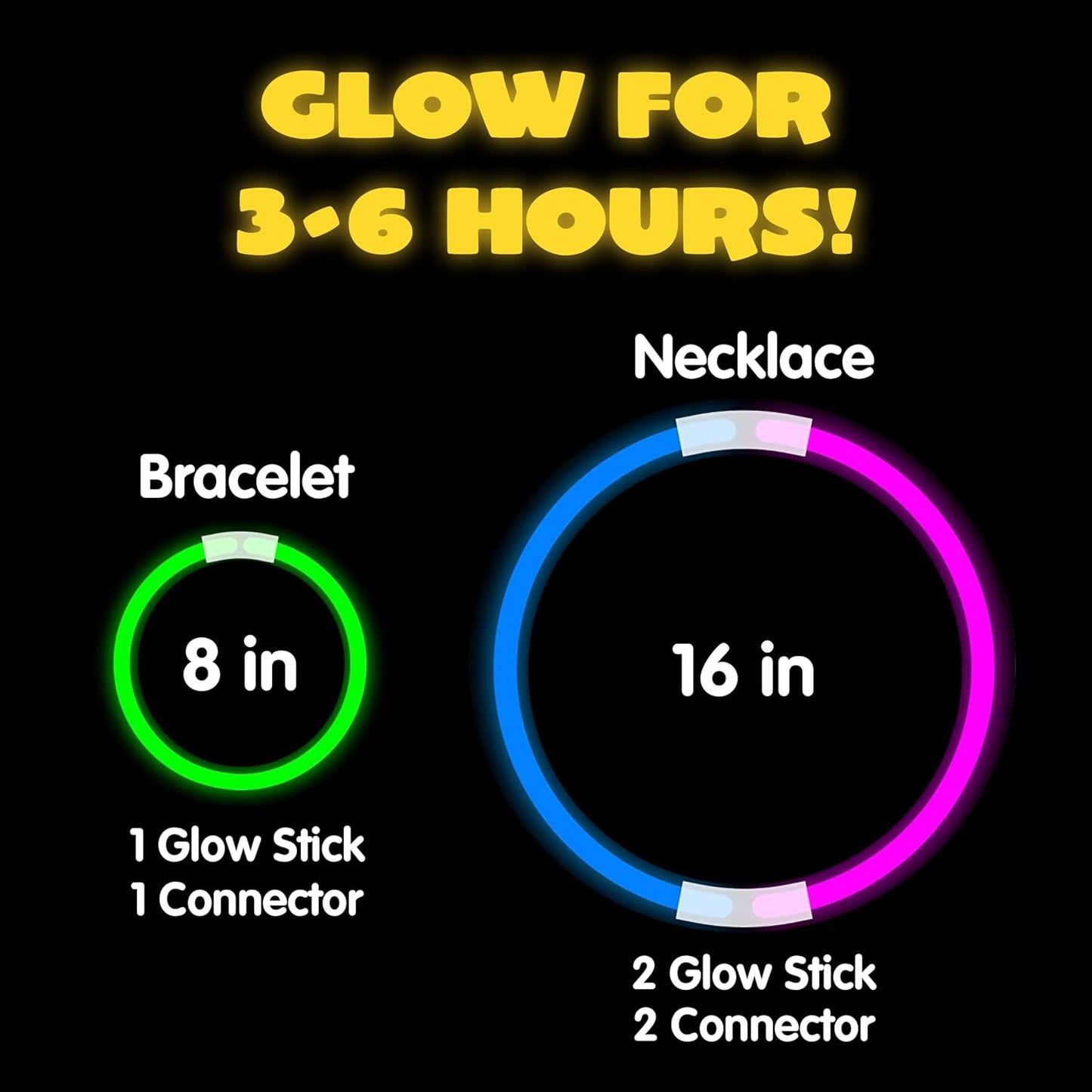 JOYIN 400 Pcs 8" Glowsticks, Halloween Supplies Pack, Bracelets Necklaces, Glow in the Dark Party Favors, Easter, Christmas, Football Party Supplies
