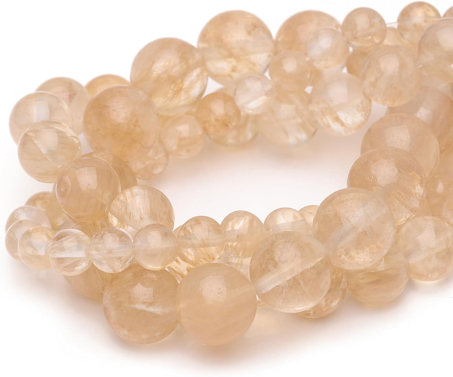 8mm Natural Stone Beads for Jewelry Making,Gold Rutilated Quartz Polished Smooth Round Gemstone Beads for Bracelet Necklace 15 Inch