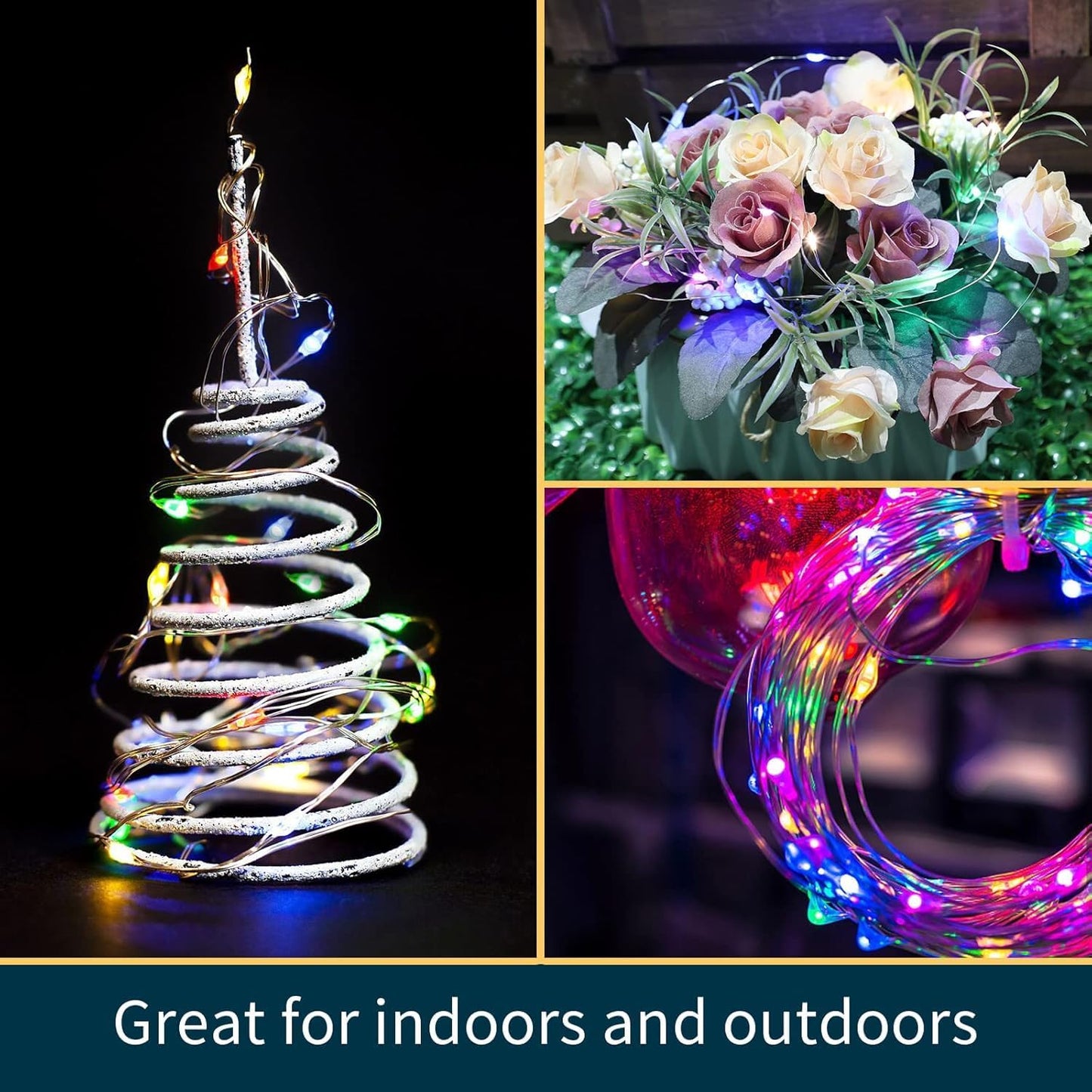 LAMPHOME 6 Pack Easter Fairy Lights Battery Operated - 7ft 20 LED Copper Wire Mini String Light Firefly for Mason Jars DIY Crafts Christmas Wedding Party Centerpiece Table Easter Decor,Multicolor