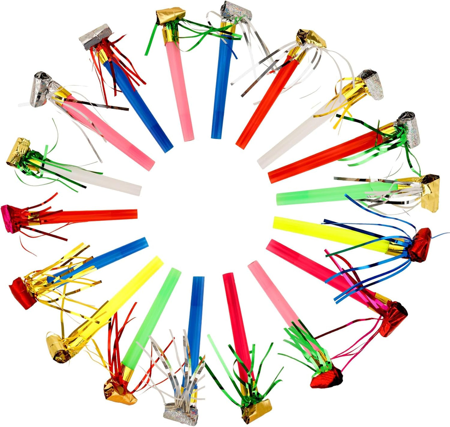 Party Blowers, 25 PCS Party Blowers for Kids, Party Blowouts, Party Noise Makers Horns, Fringed Birthday Blowers Noisemakers Blow Horns Party Whistles Favors for Birthday Christmas New Years Events