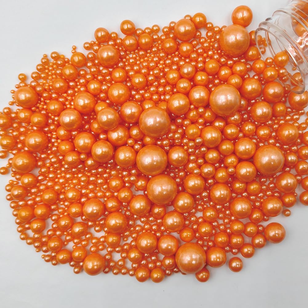 Edible Pearl Sugar Sprinkles Orange Candy Mixing Size Baking Edible Cake Decorations Cupcake Toppers Cookie Decorating Celebrations Wedding Valentines Easter Halloween Christmas Supplies 120g/ 4.23oz