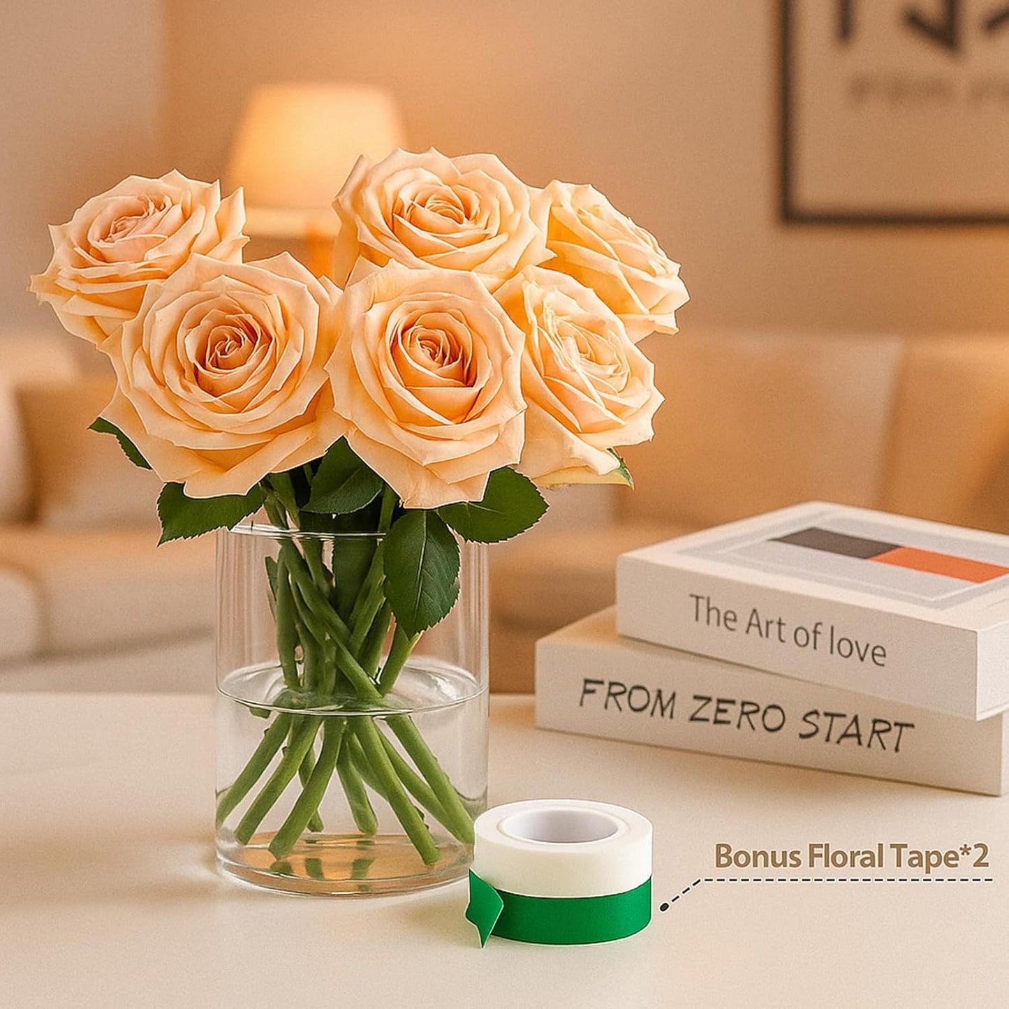 2Pcs Glass Cylinder Vases for Centerpieces, 6" x 4.7" Wide Mouth Flower Vase Hurricane Glass Candle Holders, Clear Vases Bulk with 2 Floral Tapes for Floating Candles Wedding Party Home Decor