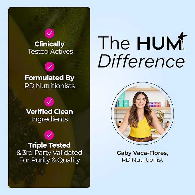 HUM Collagen Love Skin Supplement - Collagen Peptides w/Hyaluronic Acid & Vitamin C, Supports Firm Skin & Helps Minimize Signs of Aging - Supplements for Women and Men (90-Count)