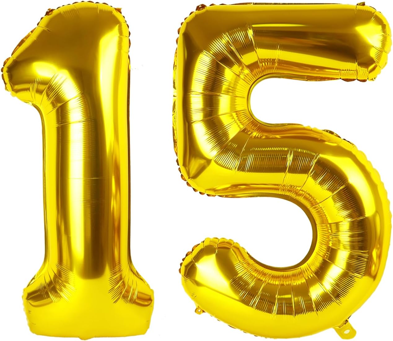 Large Gold 40 Inch Birthday Number 15 51 Balloon, 15th 51 Birthday Anniversary Celebration Decorations, Foil Mylar Helium Numbers 15 Balloons Girl Boy Party Supplies