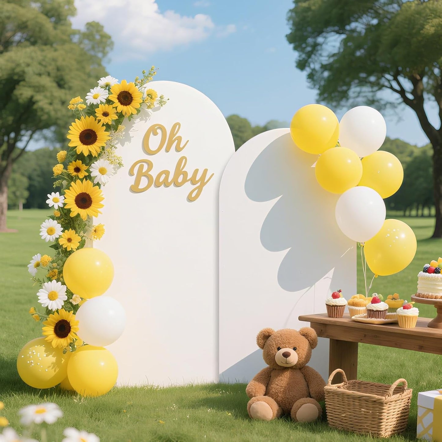 Ledido Wedding Arch Backdrop Cover 6FT 7.2FT Arch Covers 2Set Fitted Stretchy Spandex Round Top Stand Backdrop Cover for Wedding Banquet Ceremony Birthday Party Baby Shower Event Decoration,White