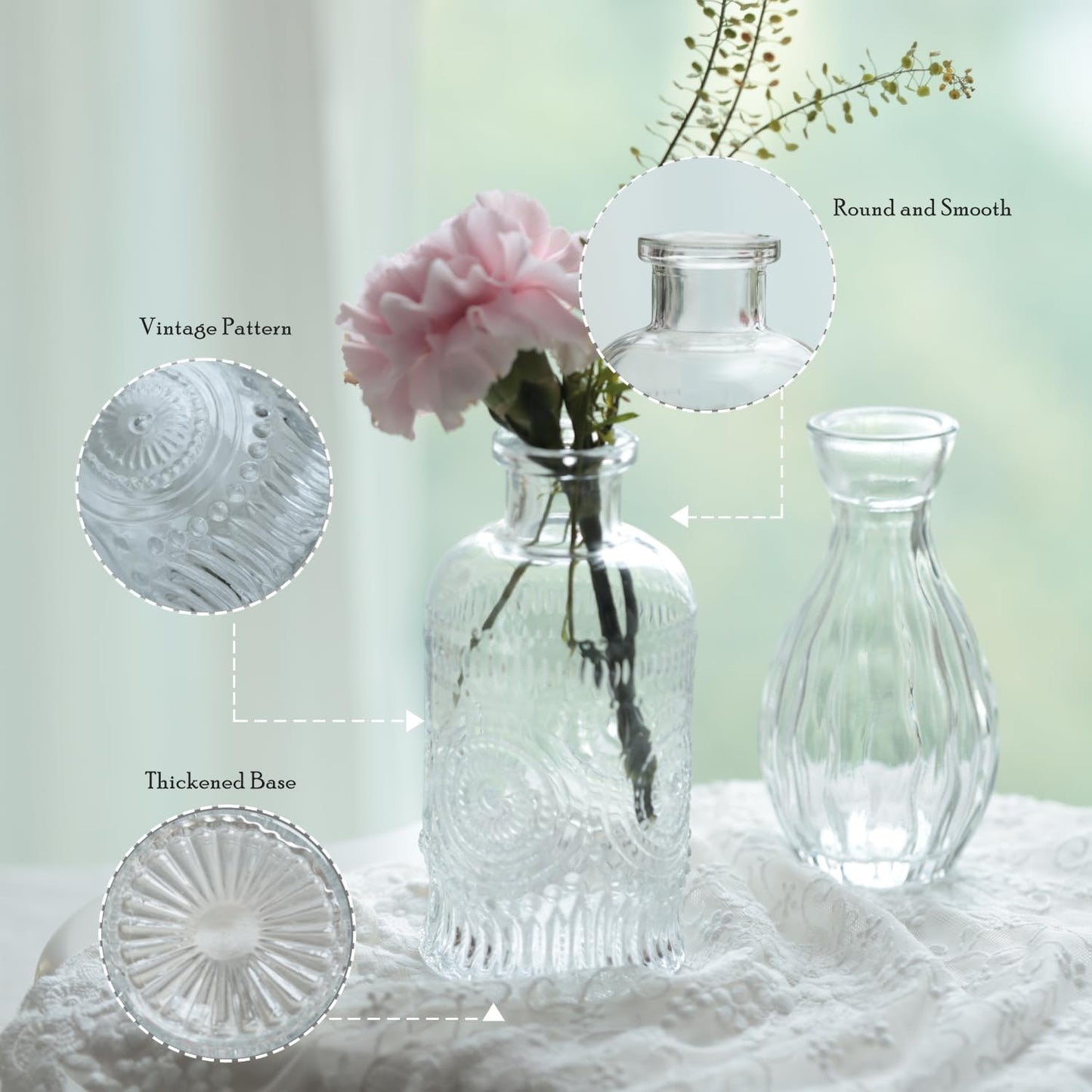 Bud Vases Set of 40 Pcs,Small Flower Vases for Centerpieces,Glass Bud Vase in Bulk,Vintage Bud Vase for Wedding Table Centerpieces Decoration, Home Table Party Decor, Christmas,Anniversary,Clear