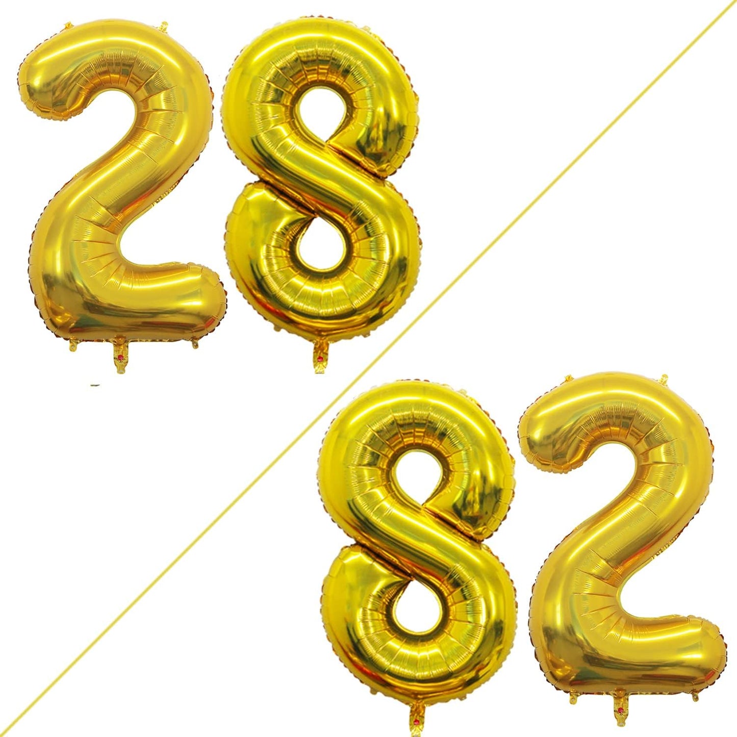 GOER Number 28 Balloons for 28th Birthday Party Decorations,42 Inch Jumbo Foil Helium 82 Balloons for 82nd Birthday Party Decoration (Gold)
