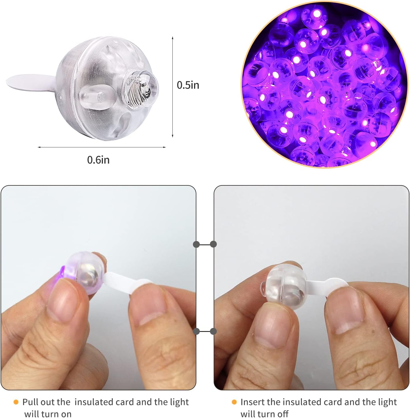 50pcs LED Purple Balloon Light, Round Led Mini LED Lights for Paper Lantern Balloon Indoor Outdoor Party Event Fun, Birthday Party Wedding Decoration Supplies
