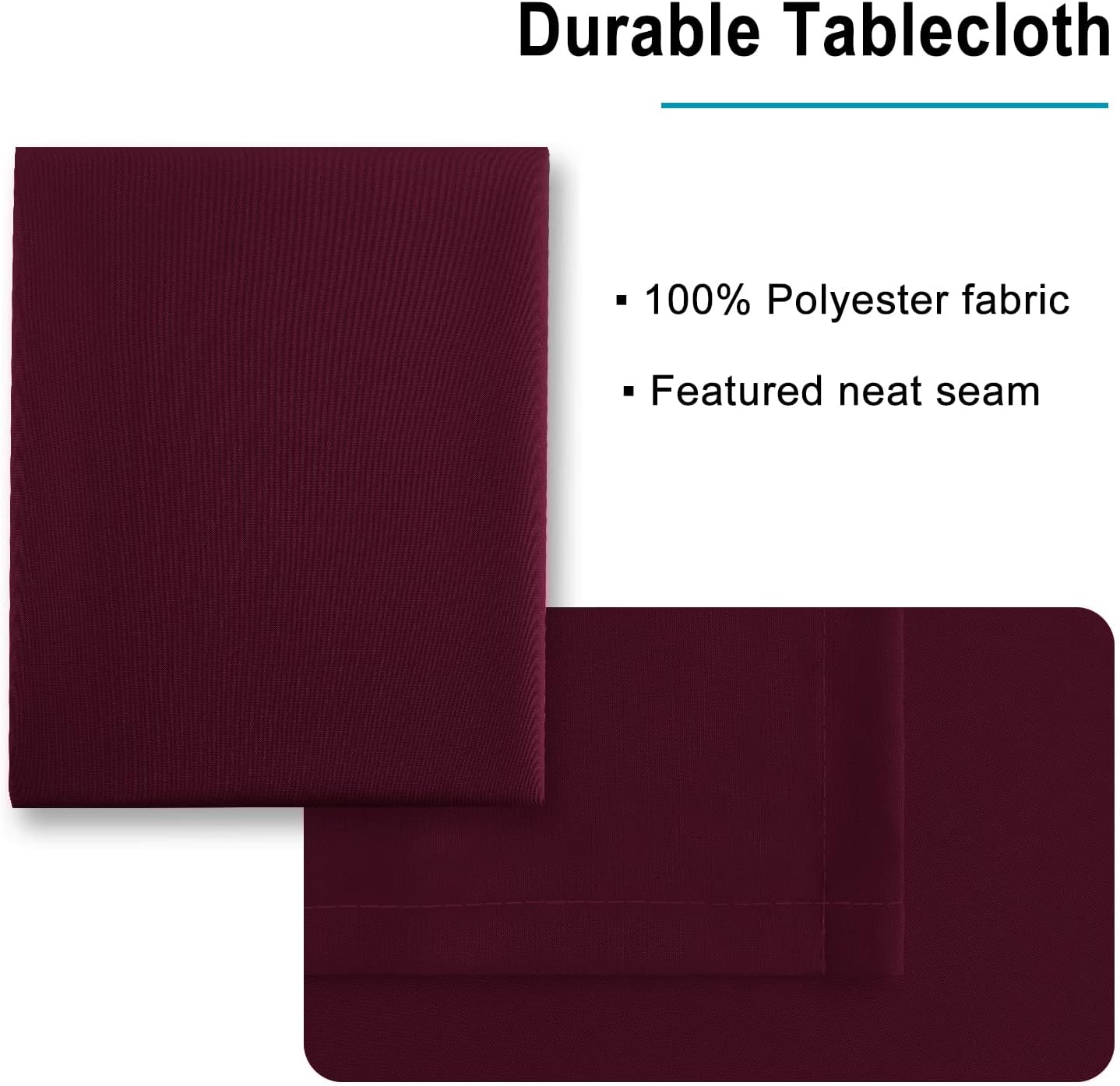 Hiasan Burgundy Rectangle Tablecloth - Waterproof Washable Polyester Fabric Table Cloth for Party, Wedding, Banquet and Restaurant, 90 x 156 Inch