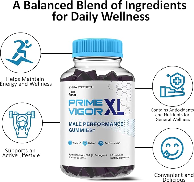 (3 Pack) Prime Vigor XL Gummies PrimeVigor XL Me Gummy Supplement, Prime Vigor Maximum Strength Advanced Shilajit Irish Sea Moss Fenugreek Gummies for Men Energy & Vitality Support (3 Month Supply)