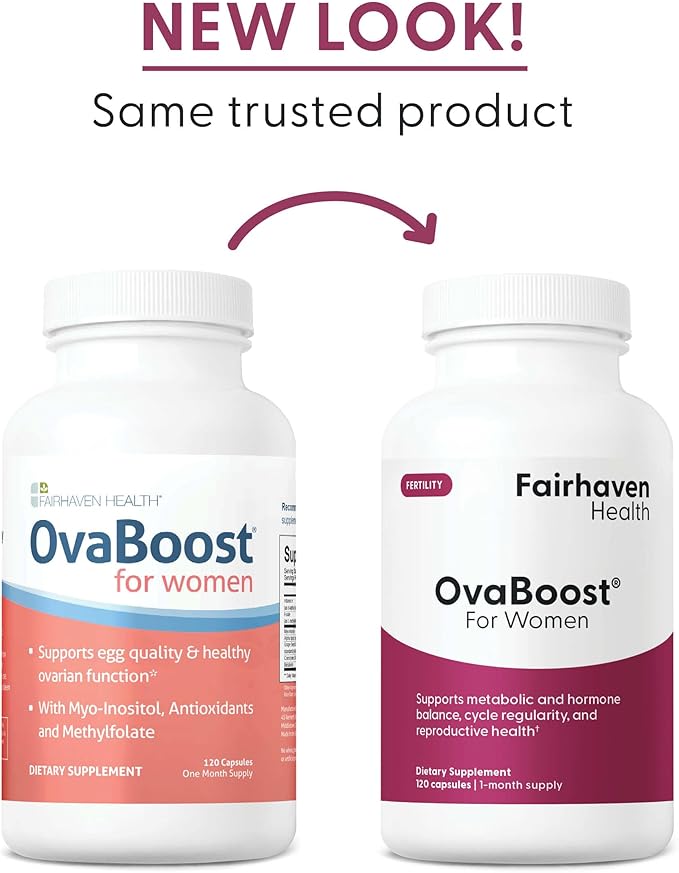Fairhaven Health Ovaboost Fertility Supplements for Women | Conception for Her Support Ovulation & Egg Quality with Myo-Inositol & Folate | Prenatal Vitamin Natural Fertility Support | 120 Capsules