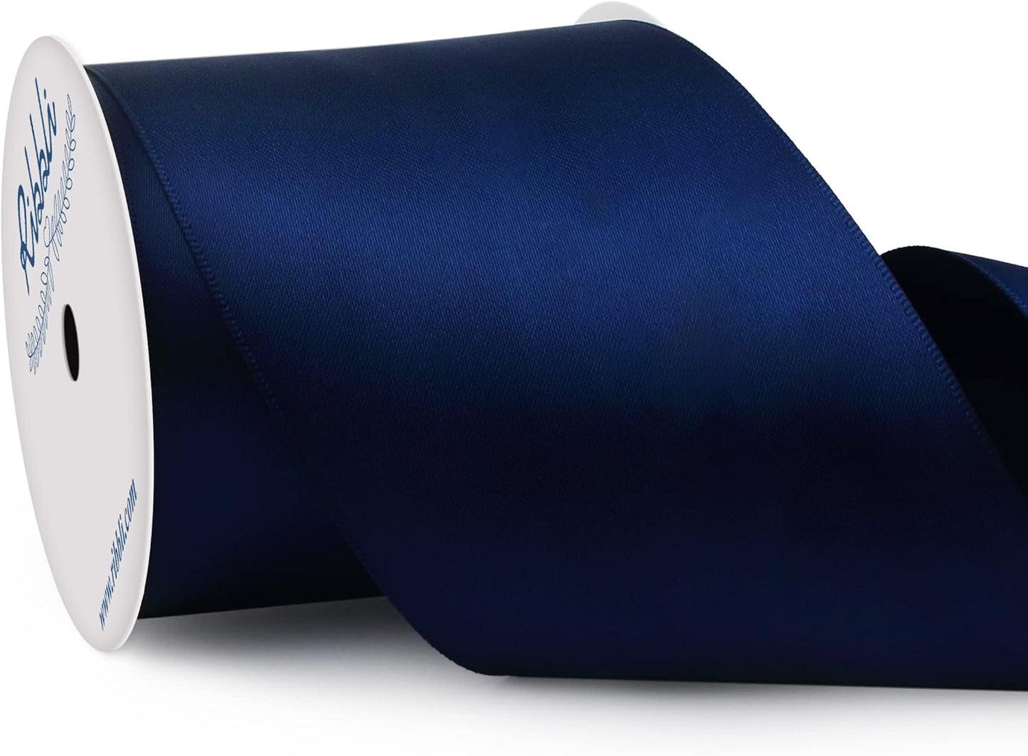 Ribbli Navy Double Faced Satin Ribbon, 3” x Continuous 10 Yards,Use for Bows Bouquet,Gift Wrapping,Floral Arrangement,Wedding Decoration