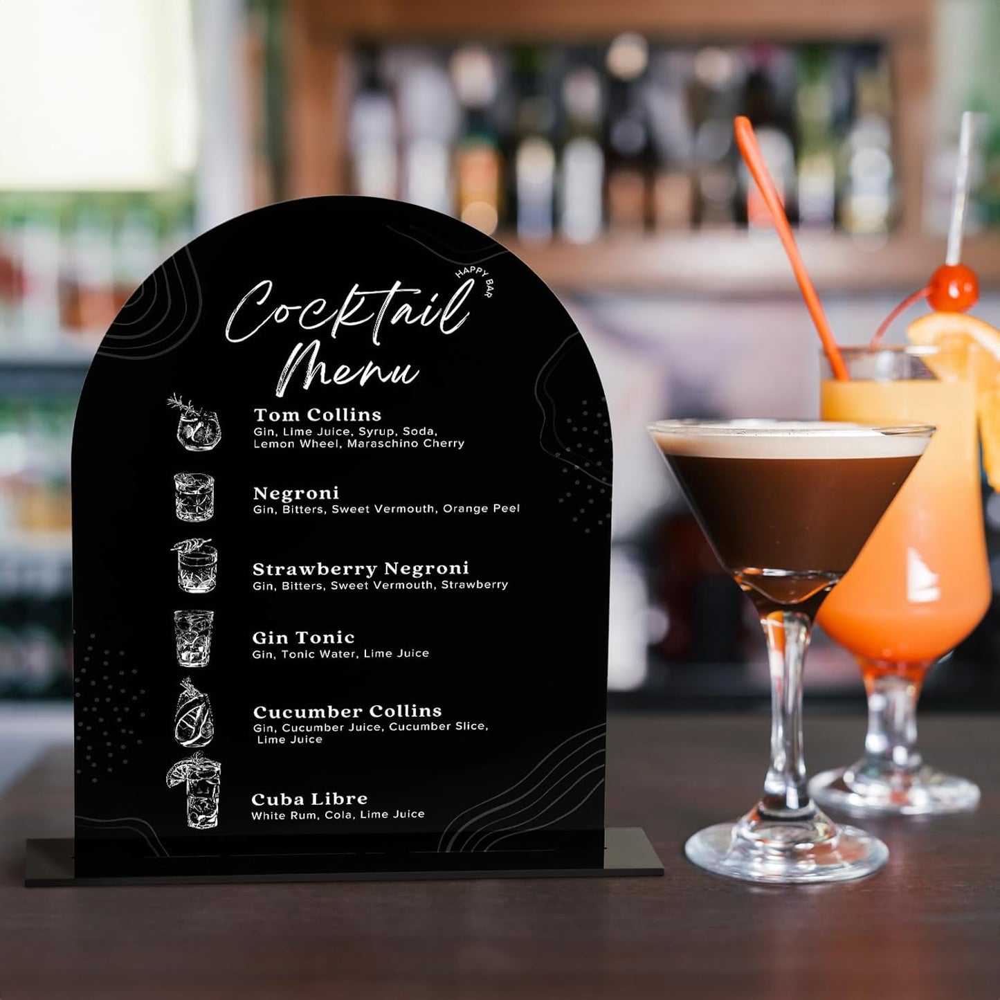 UNIQOOO 10 Set Black Acrylic Arch Table Sign With Holders, 8x10 in Wedding Table Numbers, 1/8 in Thick, DIY Blank Arched Acrylic Sign for Wedding reception, Centerpiece, Decoration, Event