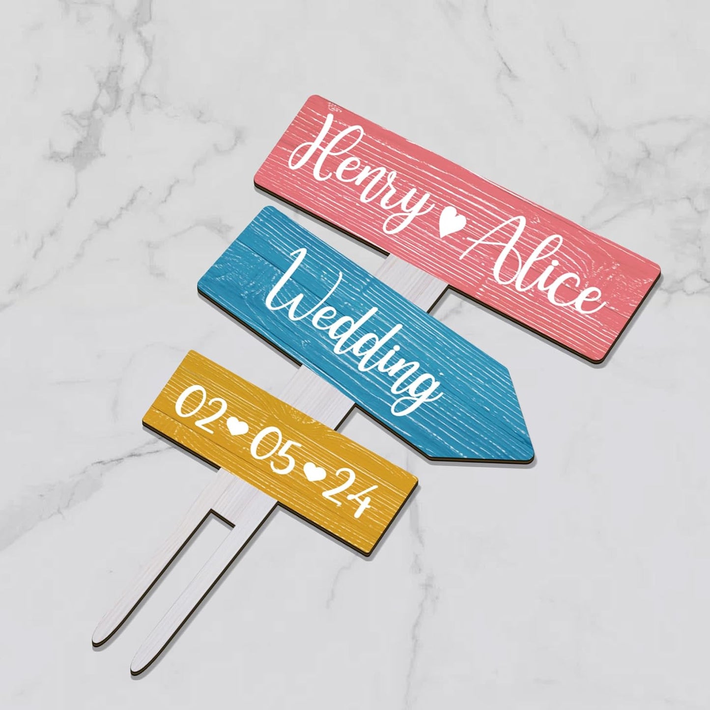 Personalized Rustic Wedding Cake Topper in Wood Custom Bride & Groom Names Initials Wedding Date Cake Decoration (Candy)