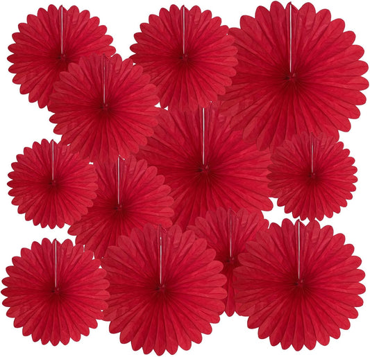 20 Pcs Red Hanging Paper Fan, Hanging Honeycomb Round Paper Fans for Weddings, Birthdays, Christmas, Baby Showers, Classroom, Events Ceiling Party Supplies Decorations