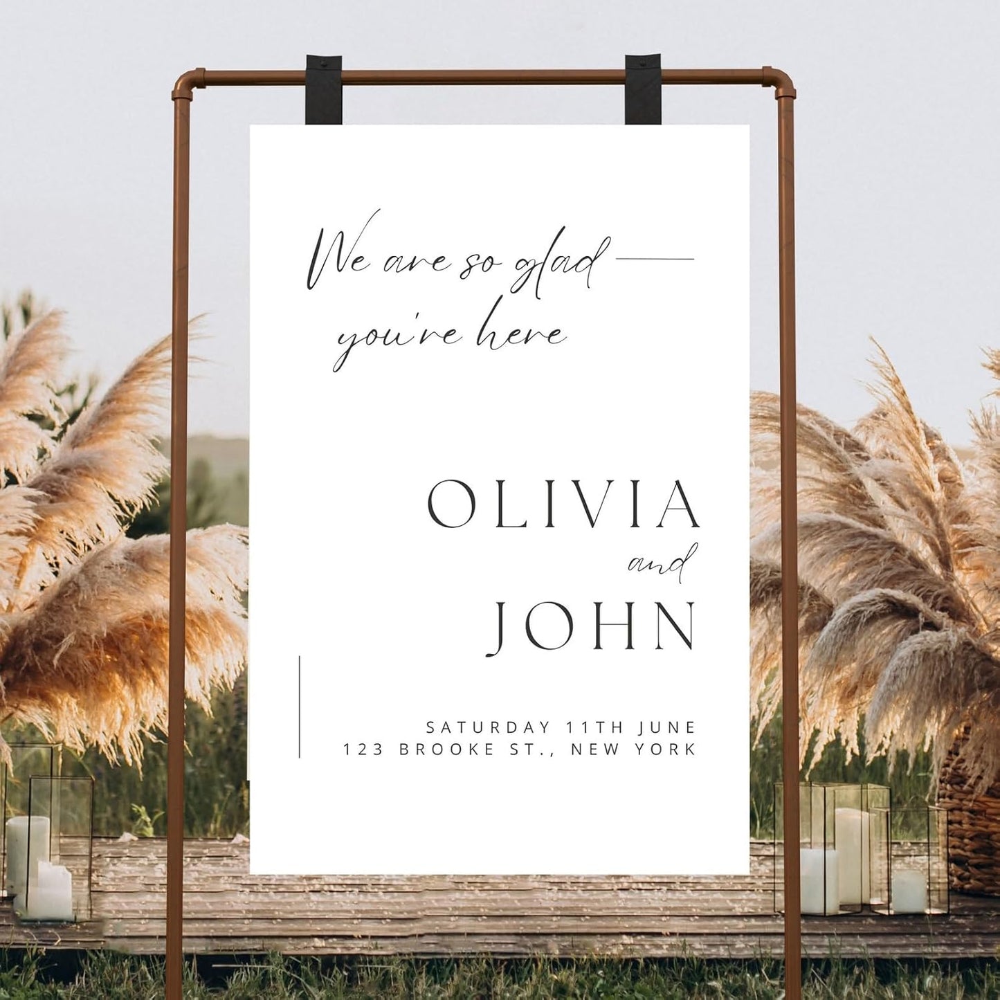 Welcome Wedding Sign Personalized, Personalized Wedding Welcome Sign Minimalist Script Modern Large