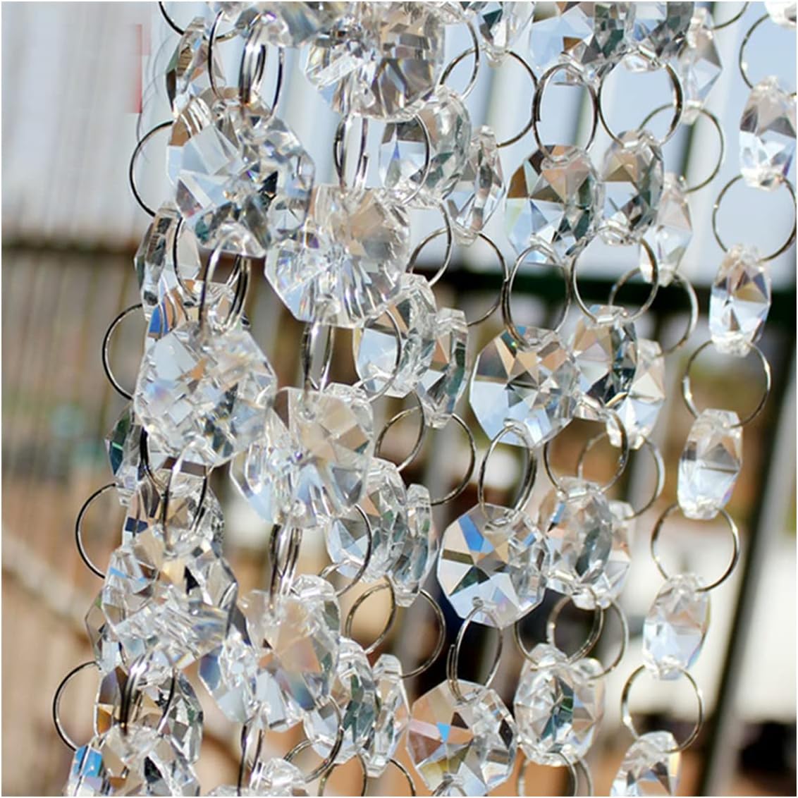 16FT Clear Crystal Glass Garland Strands,Hanging Chandelier Bead Chain,Hanging Ornament String Decorations for Centerpiece,Christmas Tree,Wedding, Party,Celebration