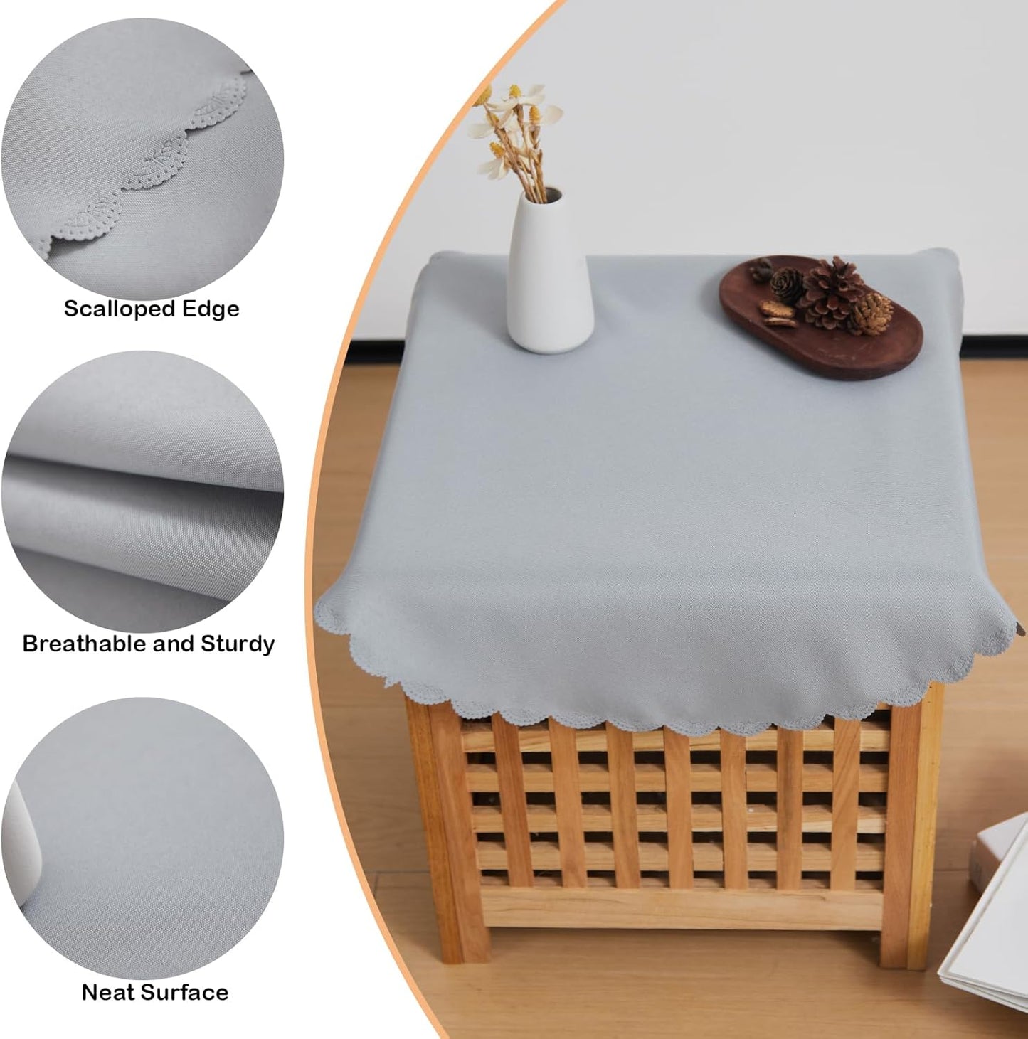 Small Round Grey Tablecloth 24 Inch Polyester Fabric Washable Table Cover Decorative Wrinkle Resistant Solid Color Table Cloth for Bedside Nightstand Wedding Camping