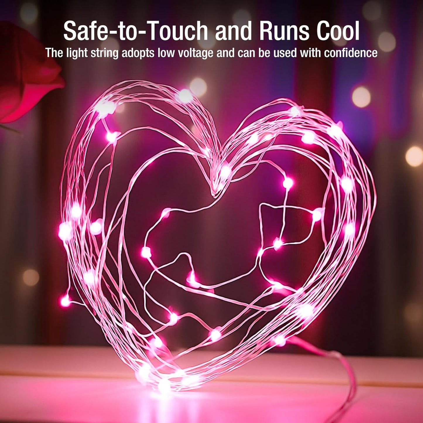 6 Pack Fairy Lights Battery Operated - 7ft 20 Led Twinkle Lights 3 Modes, Bulk Mini String Lights Waterproof for Mason Jars Vases DIY Party Wedding Decoration Christmas - Pink