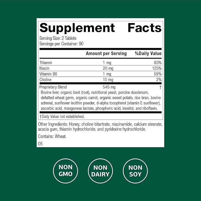 Standard Process Inc. Cataplex B - Whole Food Formula with Niacin, Vitamin B6, Thiamine, and Inositol for Heart Health, Metabolism, and Cholesterol Maintenance - 180 Tablets