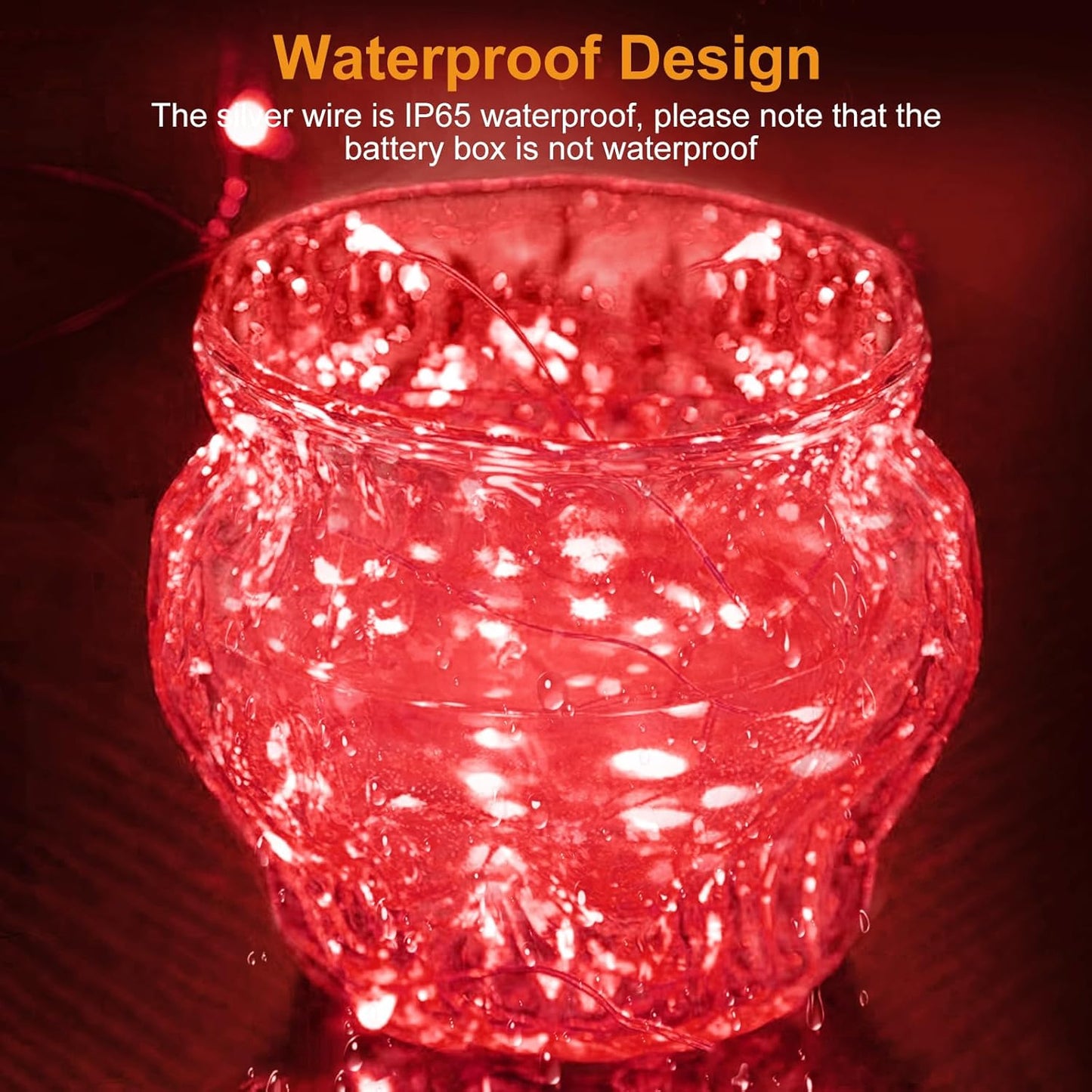 btfarm 30 Pack Fairy Lights Battery Operated [3 Modes], 7ft 20 Led Twinkle Lights String Lights Waterproof Bulk Small Mini Silver Wire for Christmas Mason Jars Wedding Table Centerpiece, Red