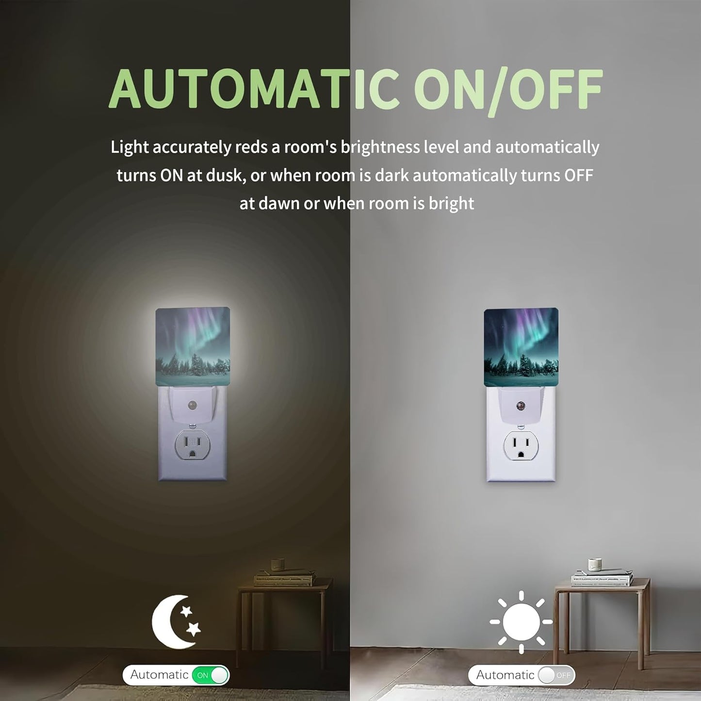 Aurora Forest Night Light, Night Light Plug into Wall with Dusk to Dawn Sensor, LED Lamp Energy Saving Lights for Men Women Boys Girls,Lamp for Bedroom Bathroom Hallway