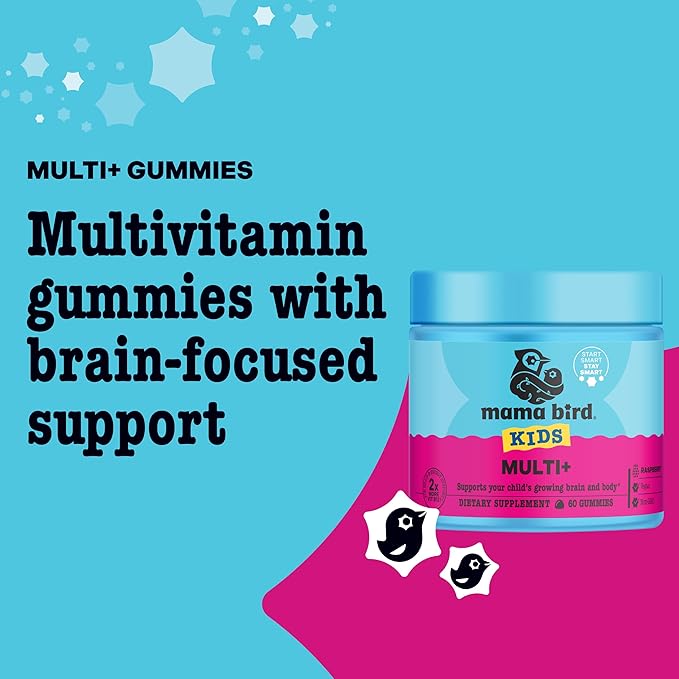 Best Nest Wellness Multi Plus Gummies - Brain Health Support Supplement with Methylated Vitamins - Chewable Multivitamin for Kids - Aids Healthy Energy & Immune Function - Raspberry, 60 Gummies