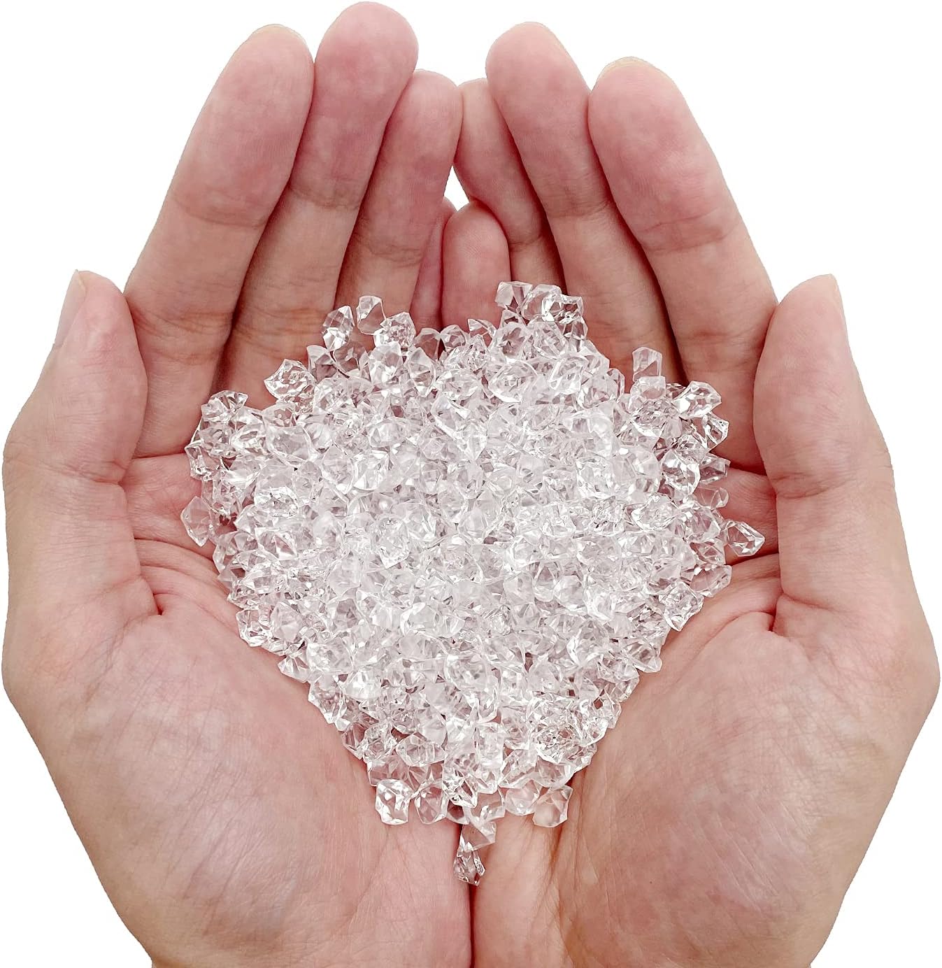 Fake Ice Rocks, 5000 pcs 5 * 7 mm Acrylic Ice Cubes Plastic Crystals Fake Crushed Ice Rocks Acrylic Gems for Vase Fillers Party Decor