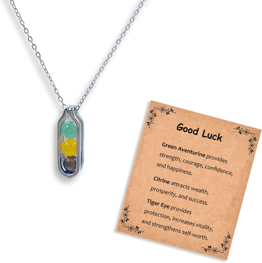 Natural Crystal Necklace Gift for New Beginnings, Crystals and Healing Stones Necklace for Anxiety Relief, Encourage Gift For Women, Mum, Natural Genuine Gemstone, Cheer Up