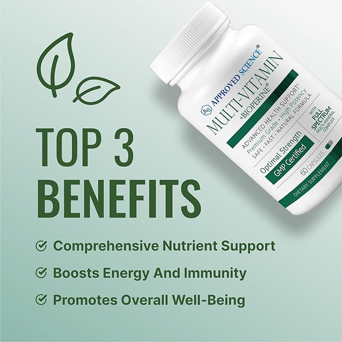 Approved Science Multi-Vitamin - with Full-Spectrum B-Vitamins, Green Tea, Lutein, Lycopene, Zeaxanthin, BioPerine - 360 Capsules - 6 Month Supply