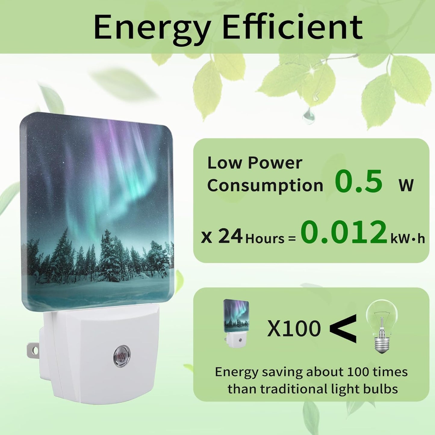 Aurora Forest Night Light, Night Light Plug into Wall with Dusk to Dawn Sensor, LED Lamp Energy Saving Lights for Men Women Boys Girls,Lamp for Bedroom Bathroom Hallway