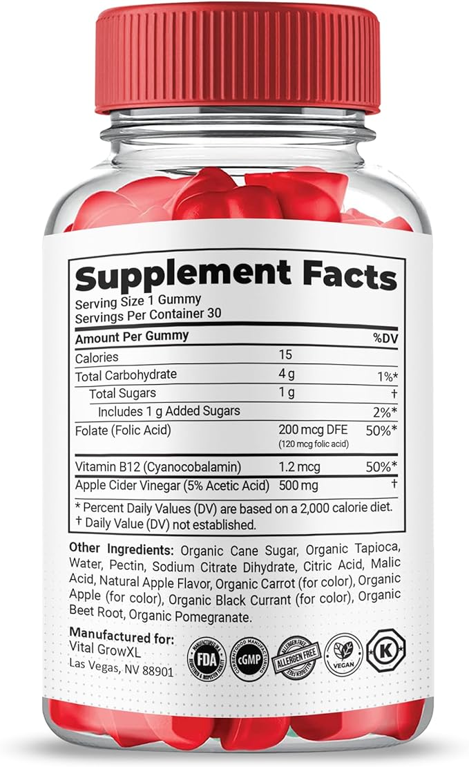 Vital Grow XL Gummies for Men, Vital Grow Male Gummies Maximum Strength (5 Pack)