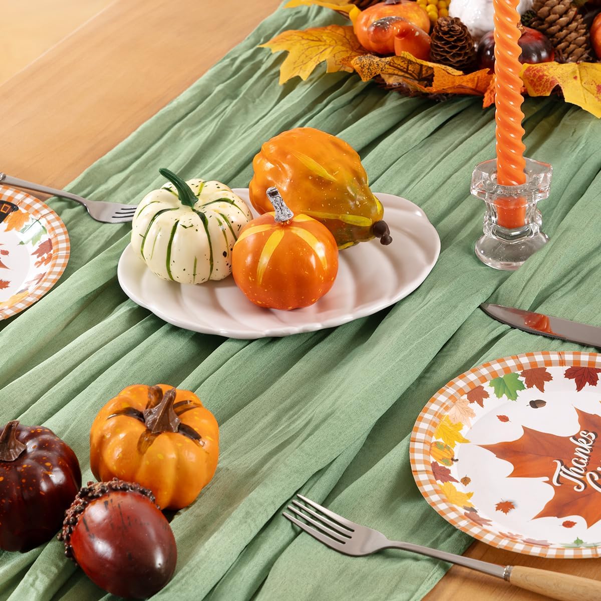 Sage Green Cheesecloth Table Runner 12 Pack Fall Table Runners Boho Gauze 120 Inches Sage Cheese Cloth Fall Table Decorations for Thanksgiving Wedding Bridal Baby Shower Tea Party