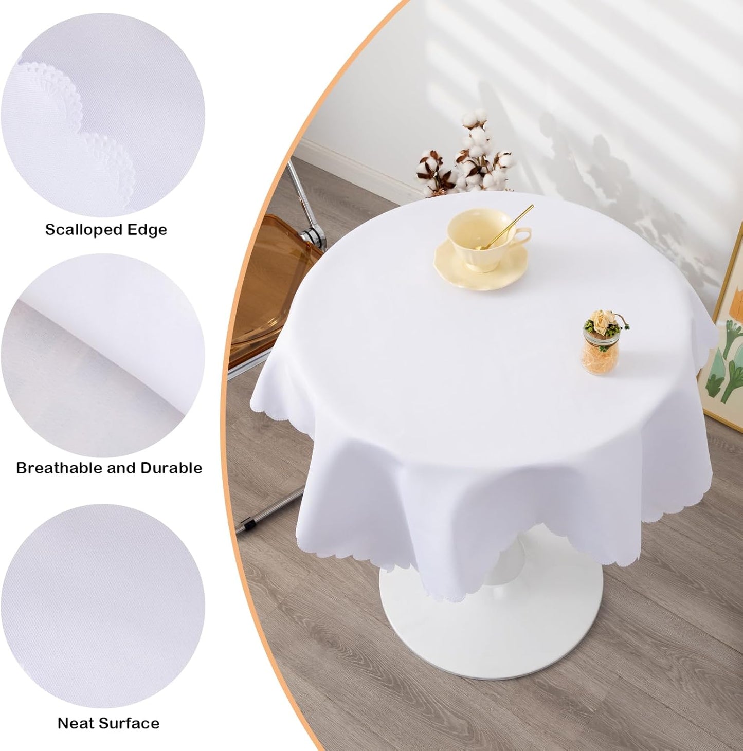 Small Square White Tablecloth 36 x 36 Inch Polyester Fabric Washable Table Cover Decorative Wrinkle Resistant Solid Color Table Cloth for Kitchen Dinning Party Wedding Camping